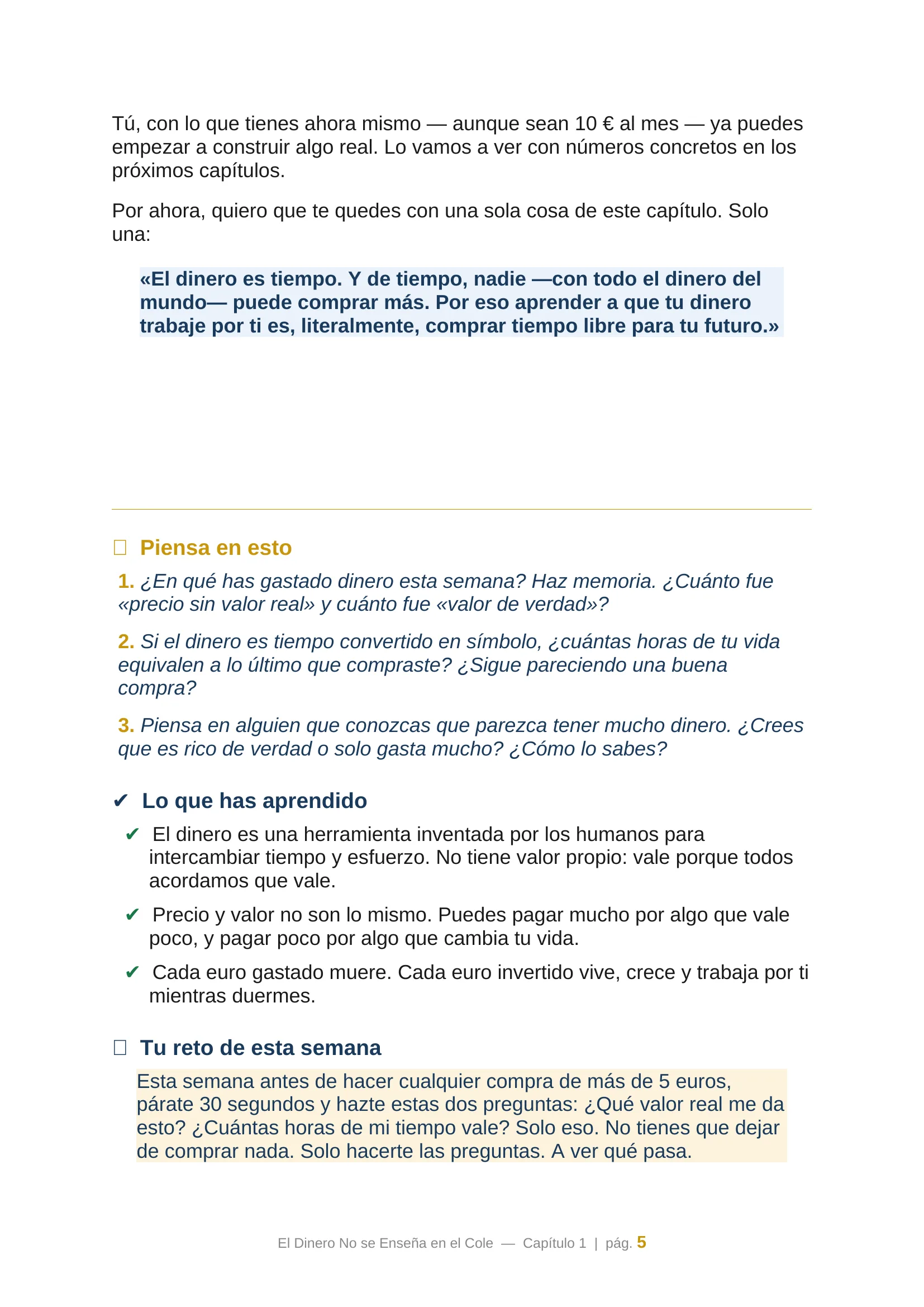 Página interior Finanzas para Niños - Educación financiera INKORA