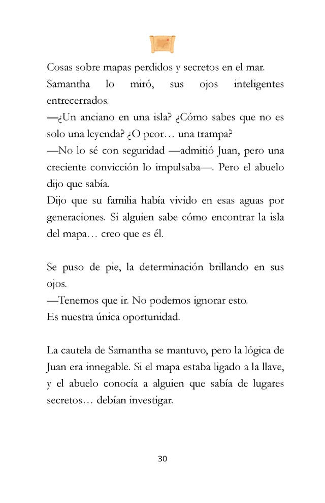 Página del capítulo 2 de La Llave Mágica, con la conversación sobre el mapa.