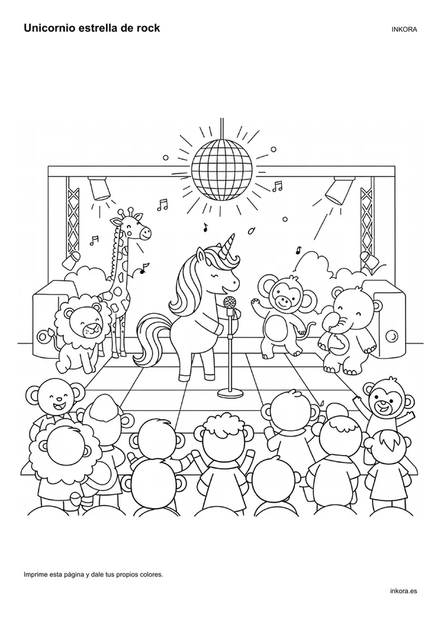 Unicornio estrella de rock, segunda hoja real de los dibujos extra.